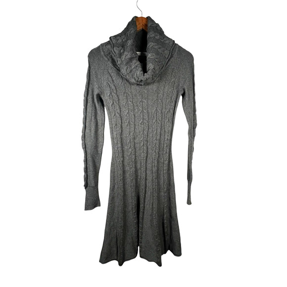 Athleta Dresses & Skirts - Athleta Womens Gray Cable Knit Cowl Neck Sweater Dress Long Sleeve Size Small